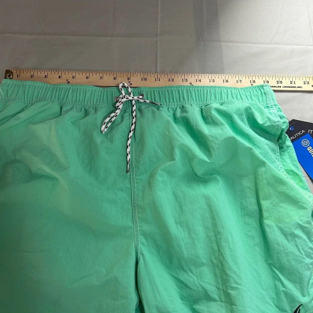 Nautica Swim Trunks T91000 Mens XXL Mint Sprig Nylon Beachwear Prep